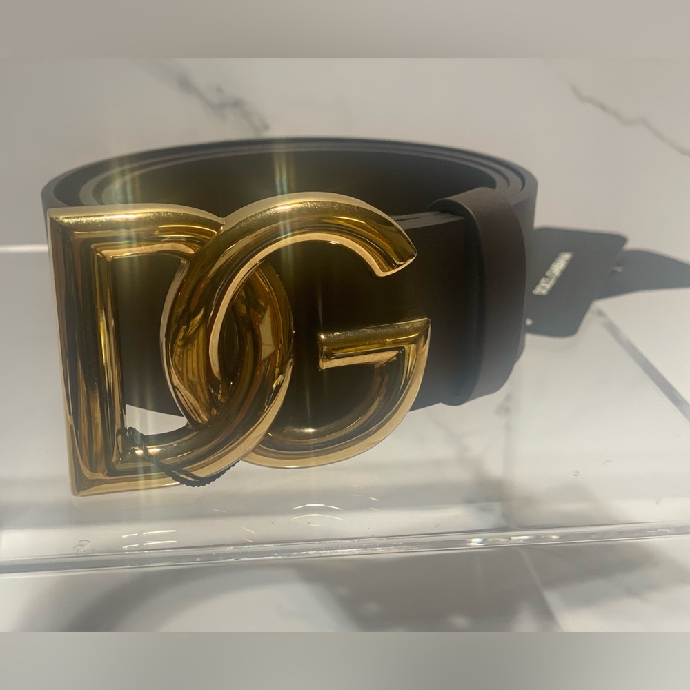 **SOLD***Men's DG-Logo Leather Buckle Belt